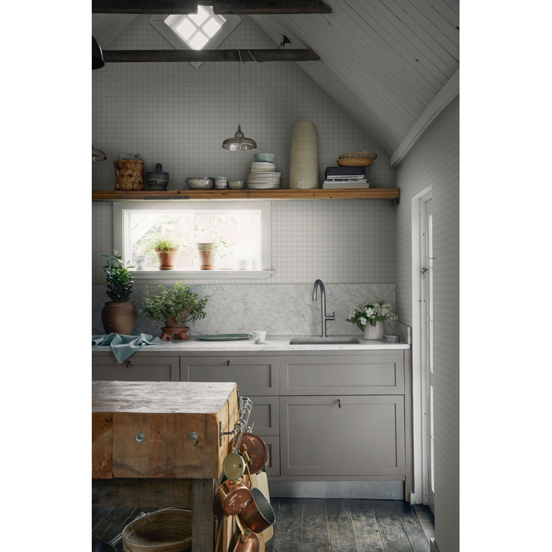 Kolonin Plaid Wallpaper Roll by Sandberg, Beige