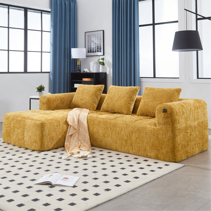 Canapé modulaire de 98,42 pouces, Jaune