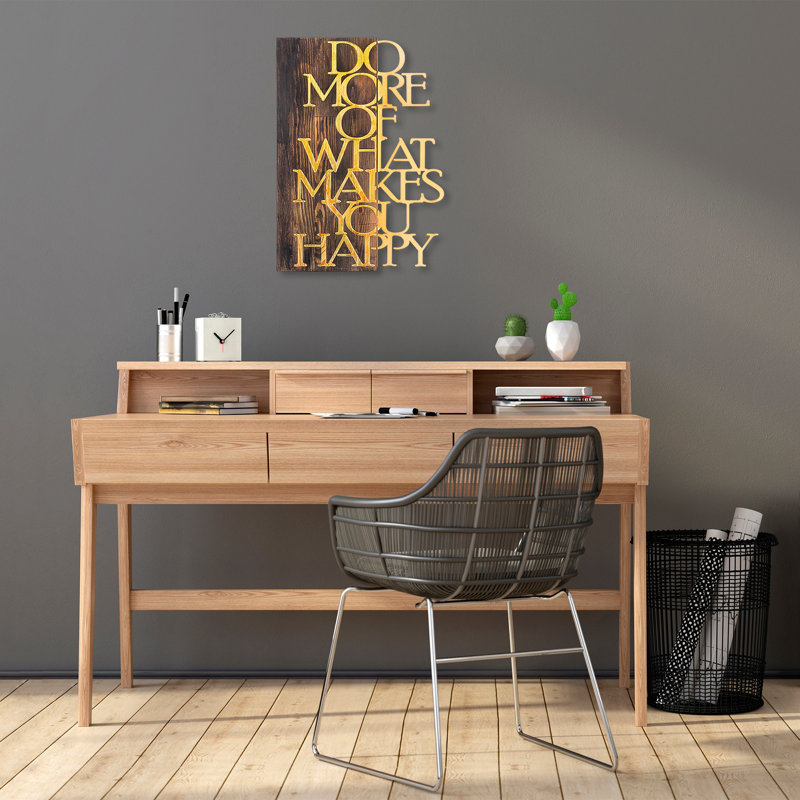 Élégant accessoire mural en bois, finition noyer et or, 16,5 po x 22,8 po | 50% bois véritable (0,9 po d'épaisseur) et 50% métal (0,06 po d'épaisseur) | Décoration intérieure élégante, parfaite pour le salon et le bureau | Conception murale