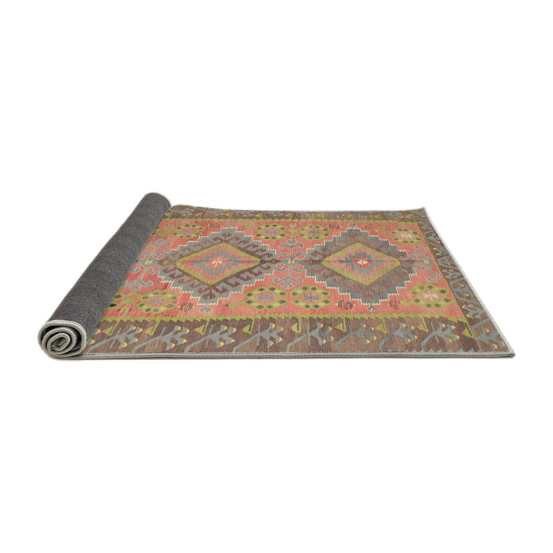 Tapis de zone brun/vert contemporain, Rond 8 pi