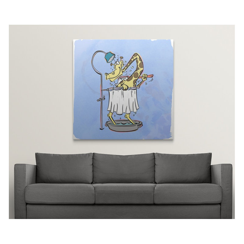 « short douche, tall giraffe-bathtime copains », impression, H 35 po x l 35 po x P 1,5 po, Toile
