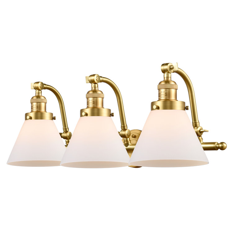 Plumlee 3 - Light Dimmable Vanity Light, Matte White Cased, 3 W LED Vintage Dimmable Bulb, Polished Chrome