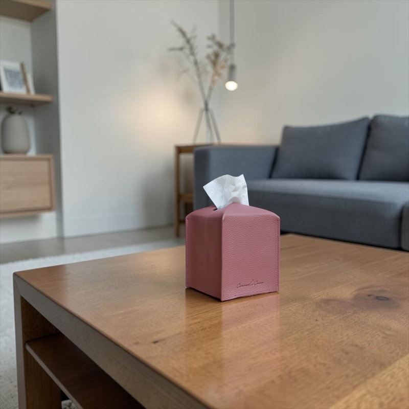 Couvercle de boîte à mouchoirs en cuir PU moderne, Gris