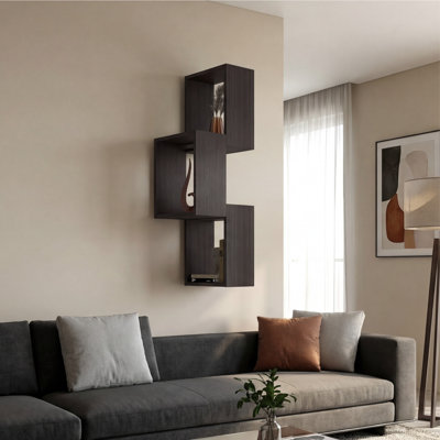 Seyner 3-Cube Wall Shelf, Open Storage And Display Shelves For Living Room Decor Or Office Decor
