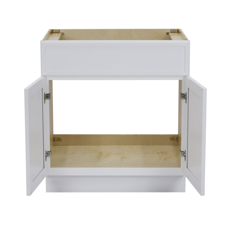 30" W Birch Plywood Freestanding Single Base Storage Cabinet with Soft Close Door, White