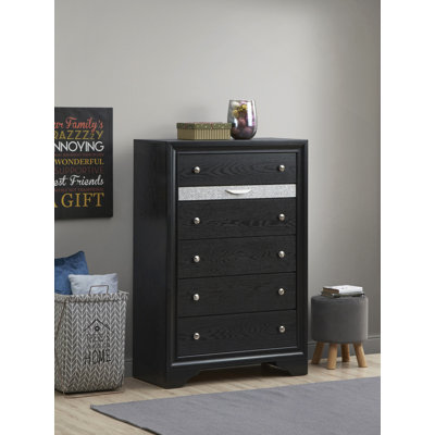 Commode Ludo à 6 tiroirs, 87 cm de large, en bois massif