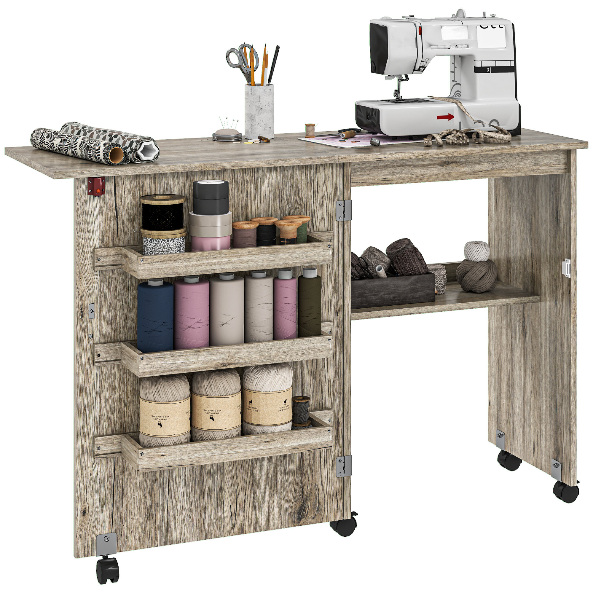Sewing Machine Platform 17 Stories Talesha 59cm x 40cm Foldable Sewing Table with Sewing ...