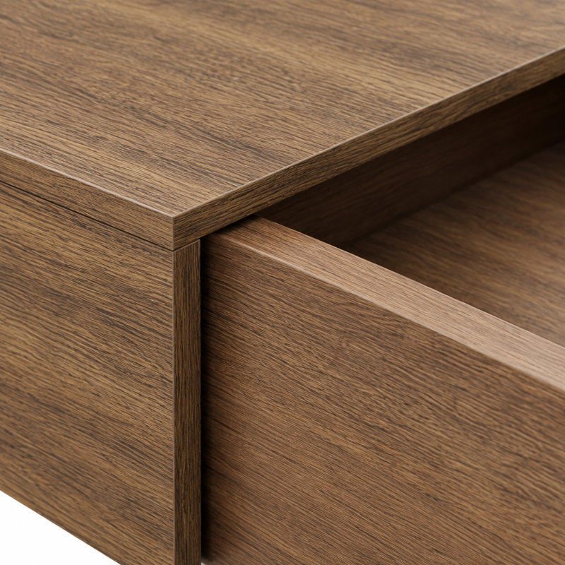 Table basse moderne Mid-Century avec plateau coulissant et rangement caché en noyer