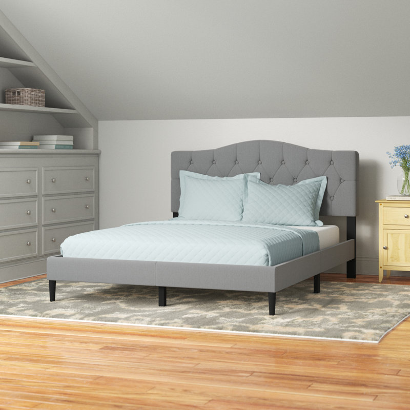 Arnette Upholstered Platform Bed, Queen, Gray