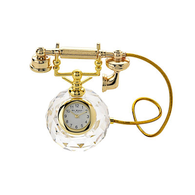 Analogue Crystal Tabletop Clock in Satin Gold