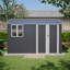 Remise de rangement extérieure en acier 10 x 8 pi avec fenêtre transparente, portes verrouillables, remise à outils en métal résistante aux intempéries