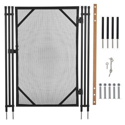 Barrière de sécurité pour piscine 4 x 2,5 pi, filet Meslin 320 g / m² robuste avec cadre en acier inoxydable antirouille, barrière de piscine amovible et extensible pour piscines creusées / hors terre, arrière-cour, animaux de compagnie, enfants