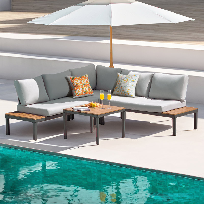 Lovene 5 - Person Outdoor Seating Group with Cushions, Grey