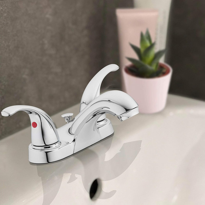 Two Handle Bathroom Sink Faucet, Polished Chrome