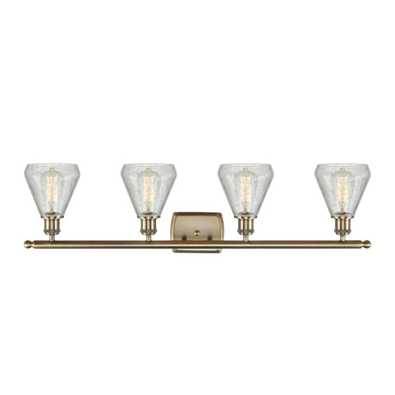 Éclairage pour meuble-lavabo 4 lumières à intensité variable en laiton antique Whorton, DEL