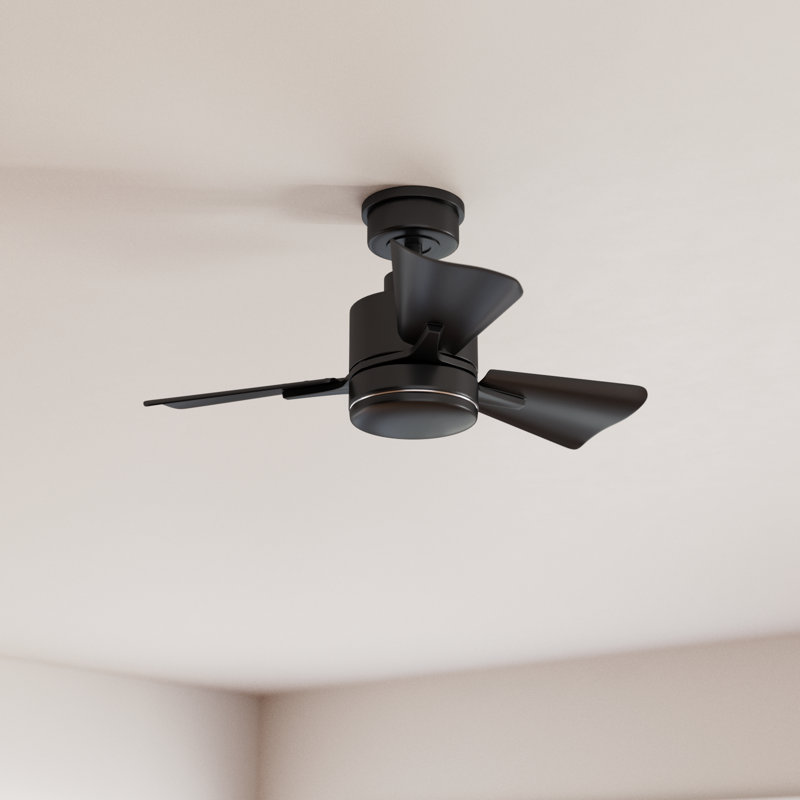 30" Leventhal 3  - Blade LED Standard Ceiling Fan with Wall Control and Light Kit Included, Matte Black