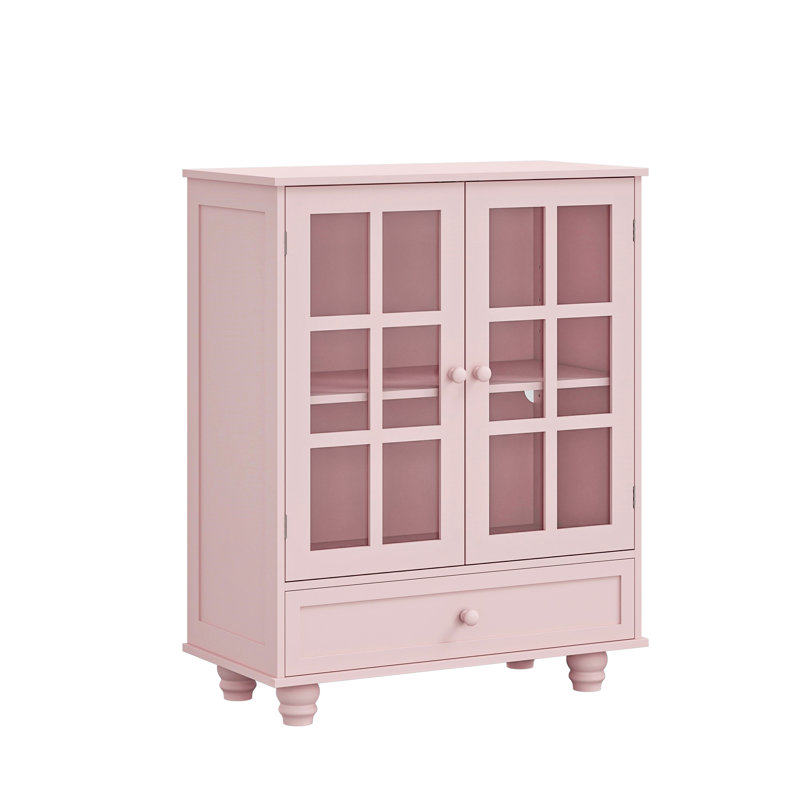 Garde-manger 31,5 "avec portes en verre et tiroir, tablettes réglables, armoire de rangement pour la cuisine ou la salle à manger
