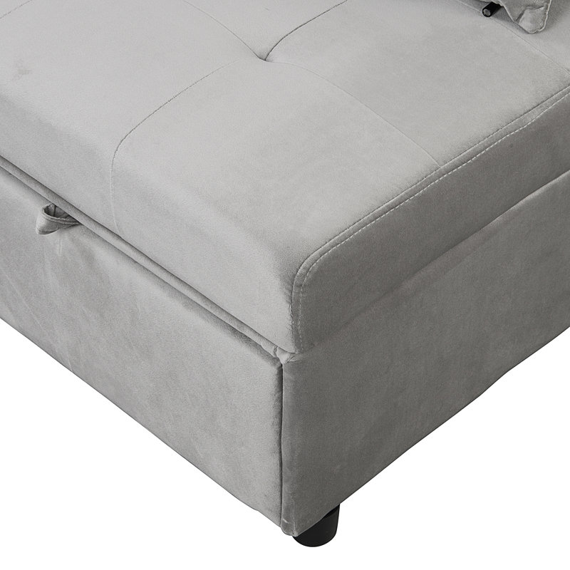 Canapé-lit pliant avec repose-pieds gris, Gris
