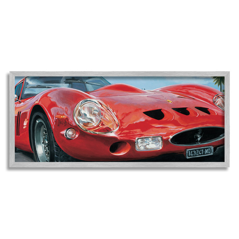 «Red Sports Car On Road», impression encadrée sur bois, H 13 po x l 30 po x P 1,5 po, Estampe numérique Farmhouse