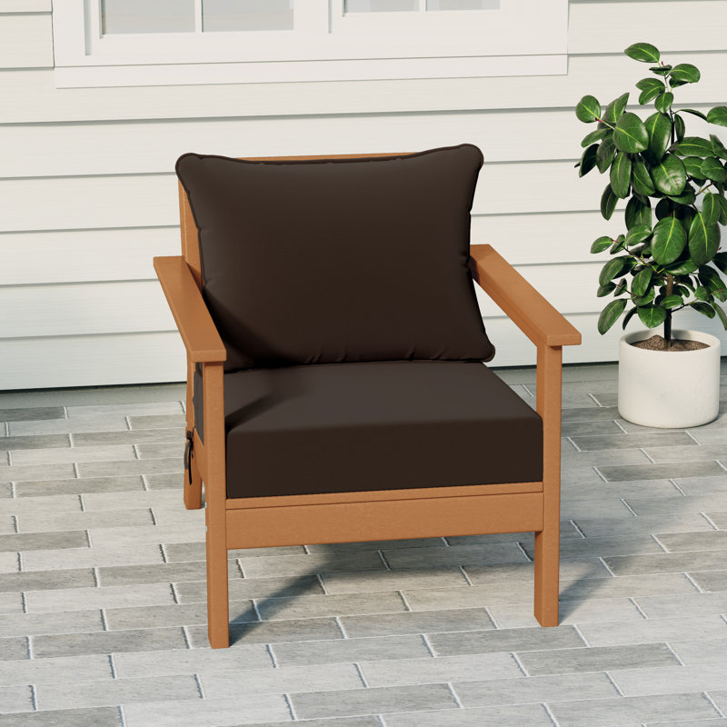 Hydea Deep Seating Chair With Cushions, Teak, Brown