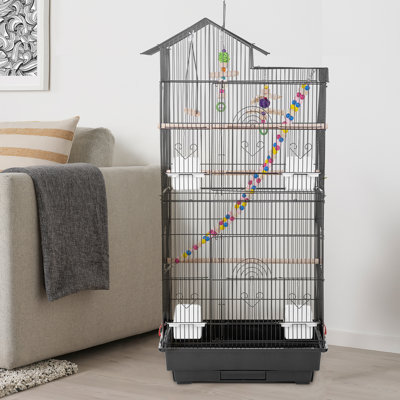 Lobardy 39'' Steel Pointed Top Floor Bird Cage with Perch