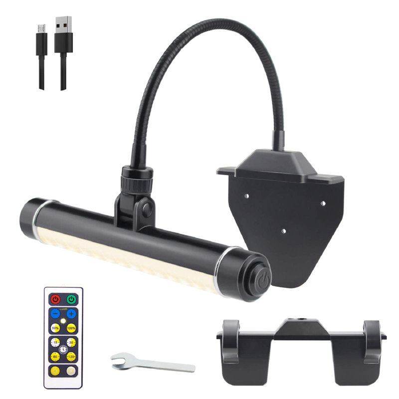 Lampe pour tableaux sans fil, lampe d'exposition rechargeable, cadre suspendu à pince, lampe d'art DEL avec minuterie, lampe de peinture à intensité variable, 3 modes d'éclairage, (noir)