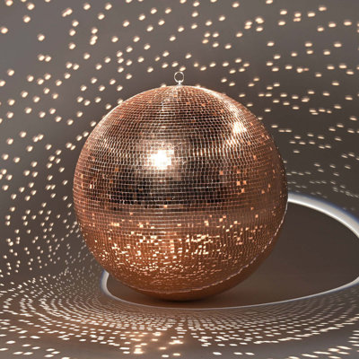  24" Large Disco Ball Mirror Big Hanging Glass Decor for 70s 80s Party Events Wedding DJ Dance Club Stage Lighting Champagne Gold