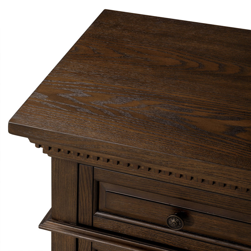 Theo Antiqued Brown Wooden Sideboard with Raised Panel Doors