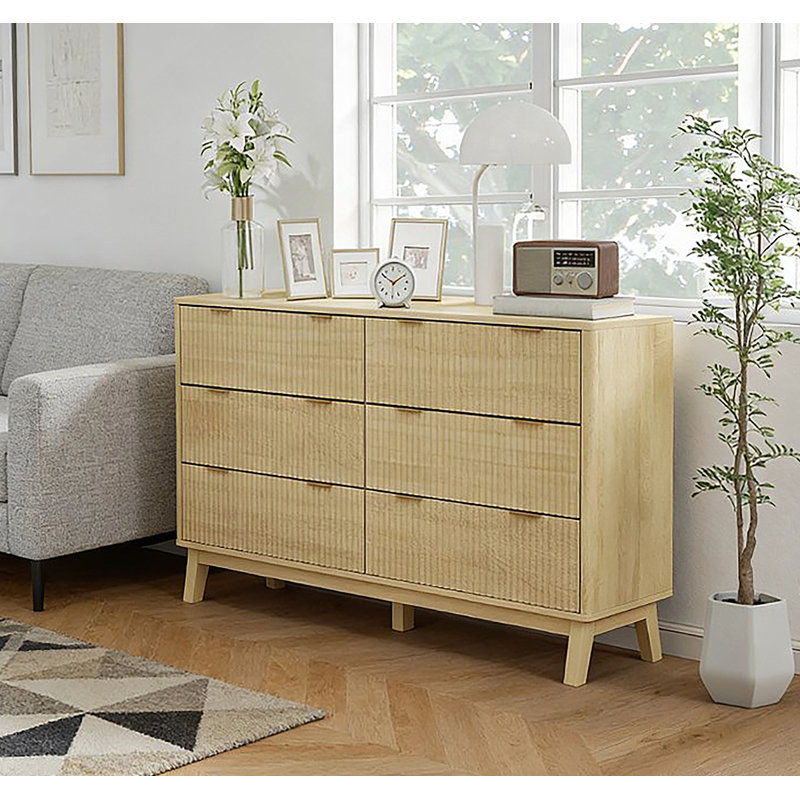Commode à 6 tiroirs pour la maison, Bois naturel