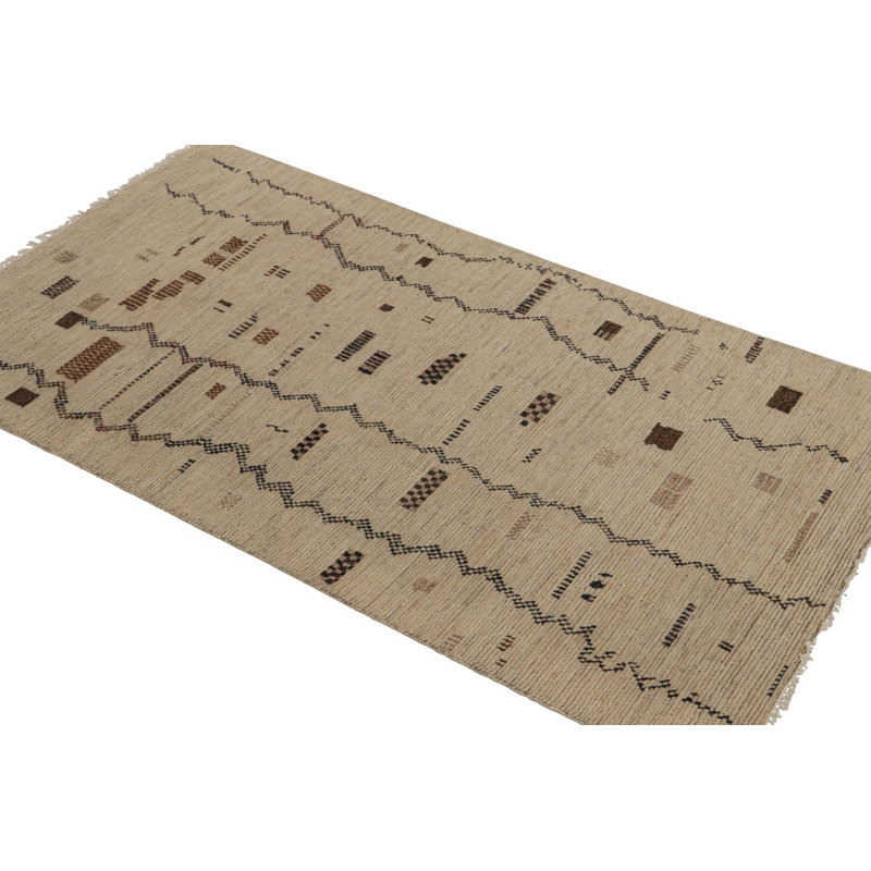 Moroccan Hand Knotted Geometric Area Rug, Rectangle 10' x 14'