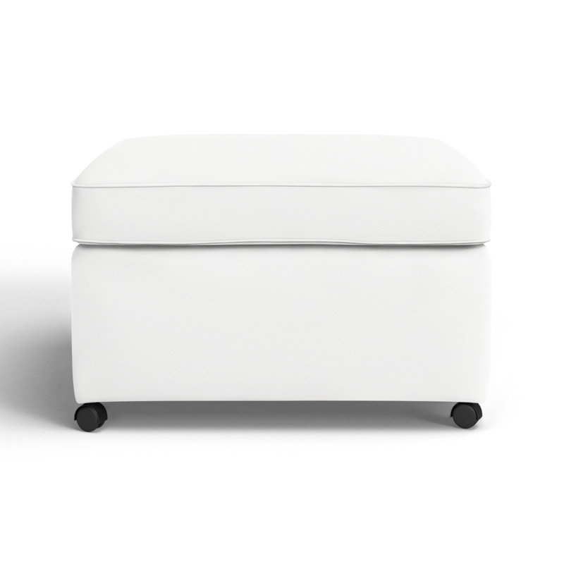 Rika Upholstered Ottoman, Classic Bleach White Twill