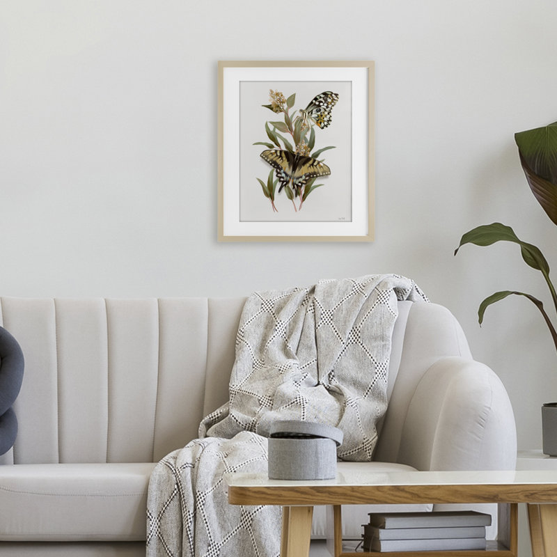 «Butterfly Grove Green Grass», reproduction encadrée sous verre, conception de House Fenway, 21" H x 17" W