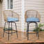 Ensemble de 2 tabourets de bar d'extérieur, chaises de patio avec accoudoirs et dossier, tabourets toutes saisons pour la cour, le jardin, la piscine, le balcon et la terrasse-404609141