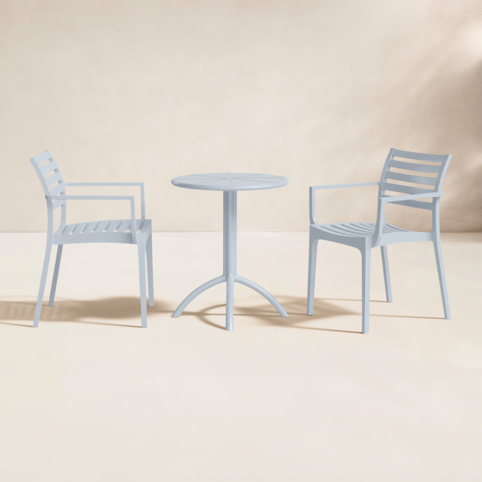 Seneca 24" Patio Bistro Set, Silver Gray