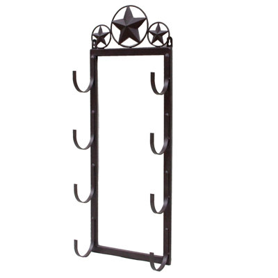 Brown Metal Western Lone Star Hanging 4-Slot Towel Roll Rack