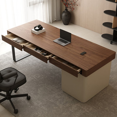 Bureau rectangulaire en bois manufacturé brun noisette