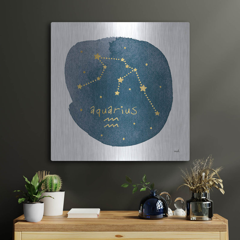 «Horoscope Aquarius» par Moira Hershey, art mural en métal, H 24 po x l 24 po