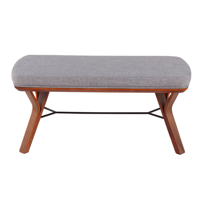 Fayette Upholstered Bench, Light Gray, Brown