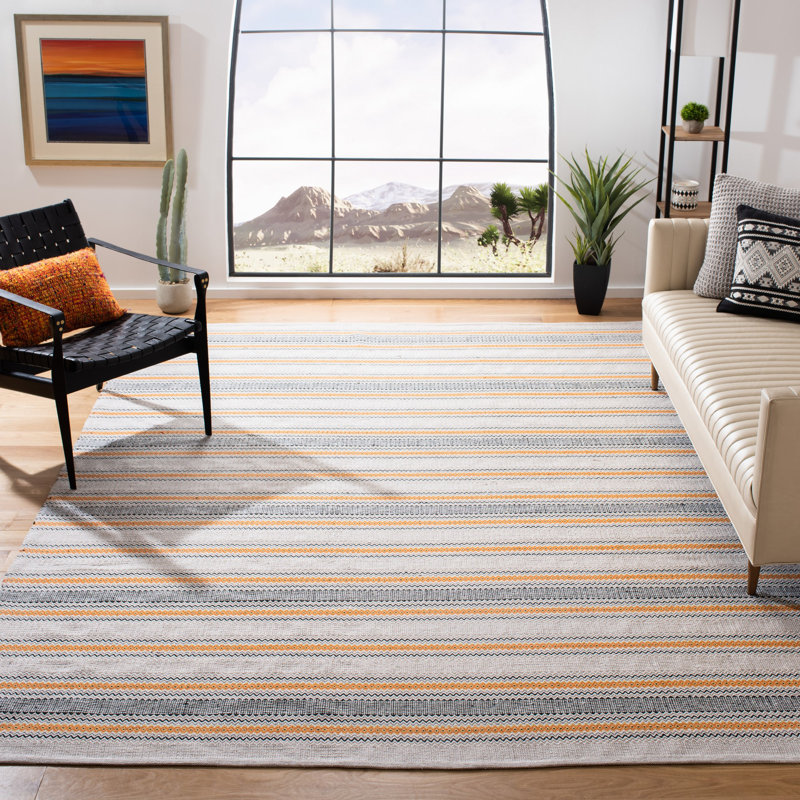 Tapis rayé en coton Annia, Rectangle 6 pi x 9 pi