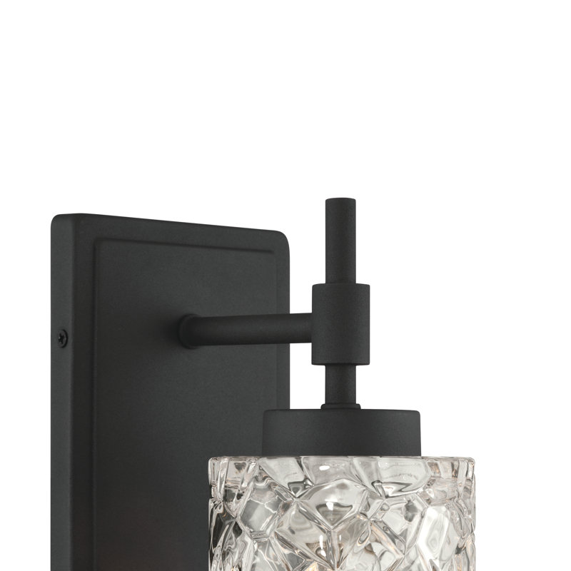 Glass and Steel Armed Sconce, Matte Black