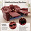 Fauteuil inclinable manuel deux places avec rangement dissimulé, porte-gobelets et bande lumineuse DEL pour salon, rouge bordeaux