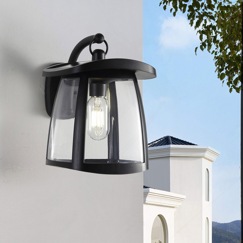 Lanternes murales solaires noires imperméables IP54, 4 modes d'éclairage avec contrôle de bouton, lumières suspendues extérieures avec 2 panneaux solaires