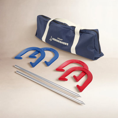  Steel Horseshoes Outdoor Game Set - Backyard Lawn Game - Case Included