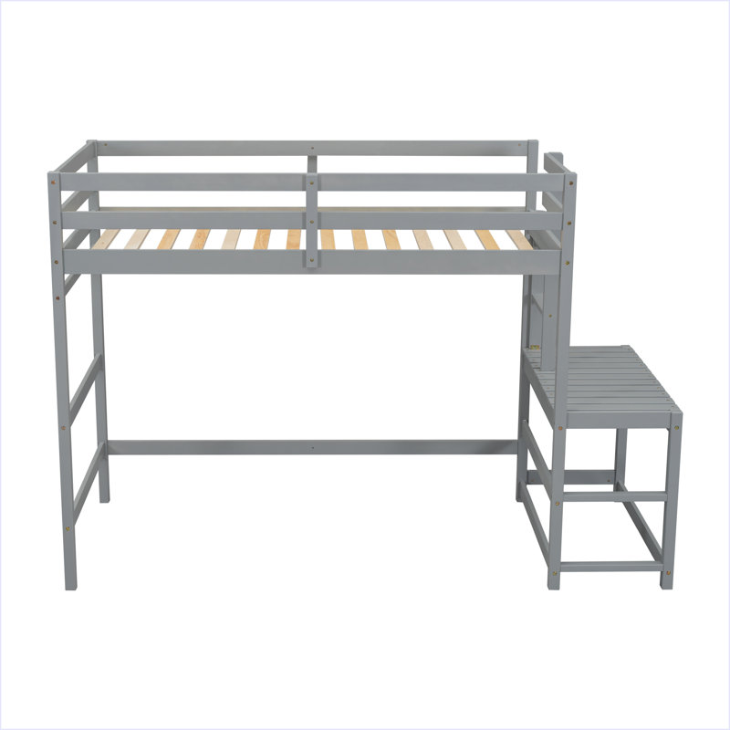Lit mezzanine simple avec plateforme à échelle, Gris