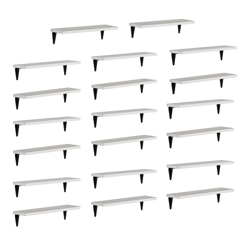 17" X 4.5" Floating Bookshelves, Real Wooden Shelves, Wall Mounted Shelves For Living Room And Home Organization, Decorative Shelves, Rustic & Scandinavian Decor, Room Organization, Hanging, Gray, 20 Pcs