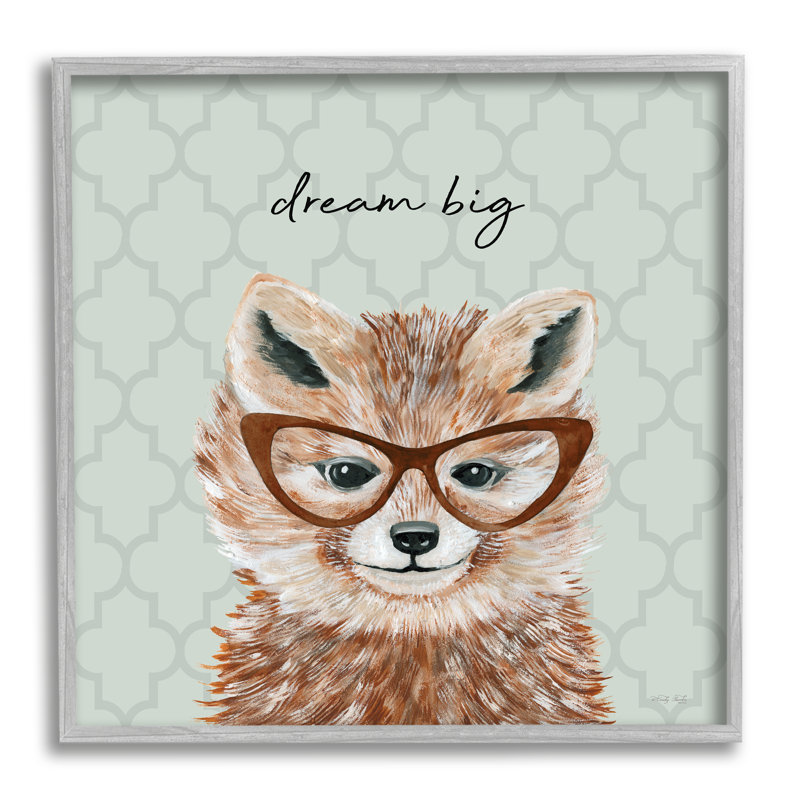 «Dream Big Happy Fox» par Cindy Jacobs - impression, H 17 po x l 17 po x P 1,5 po, Estampe numérique Farmhouse