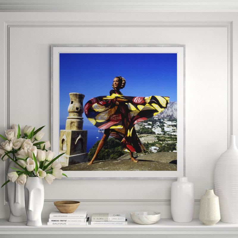 Marisa Berenson Standing on Concrete Dome Roof Framed