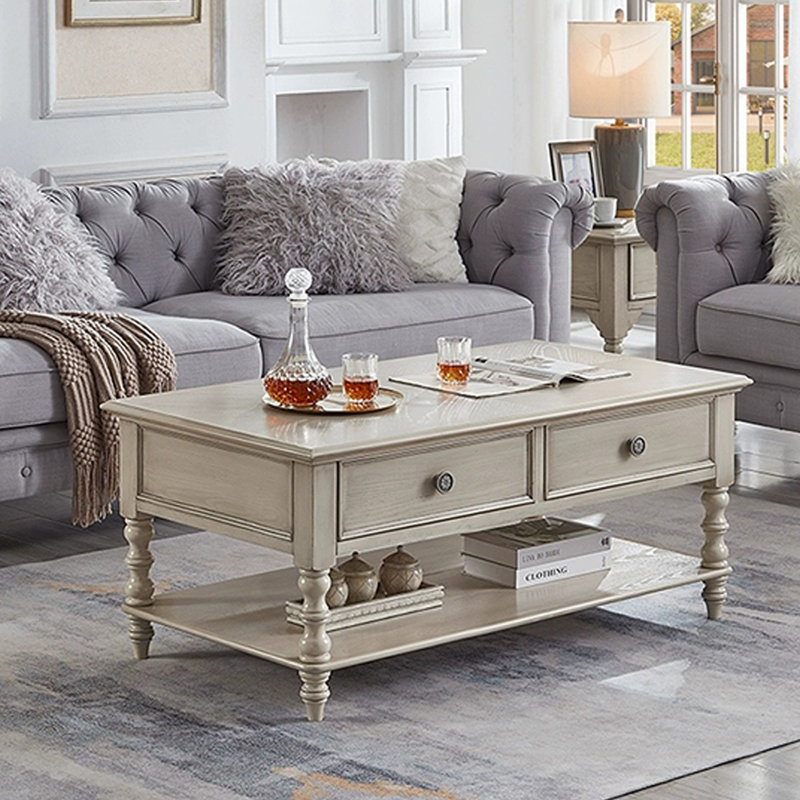Exquisite American-style coffee table, 20.08" H x 39.37" L x 25.98" W