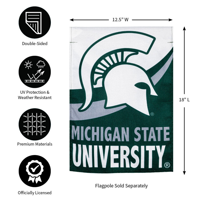 Drapeau de jardin en polyester 18 po x 13 po Michigan State University