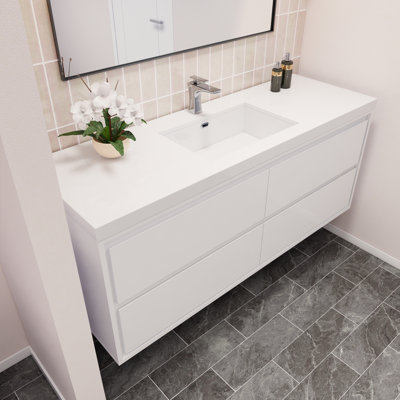 Azden 60" Wall-Mounted Single Bathroom Vanity Set